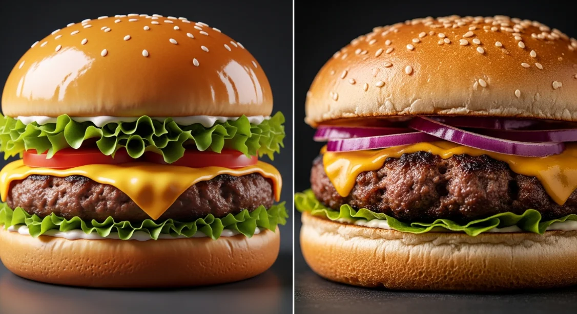 مقایسه عکس واقعی و هوش مصنوعی در عکاسی غذا.